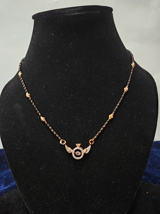 Angel Wings & Halo Black Bead Mangalsutra