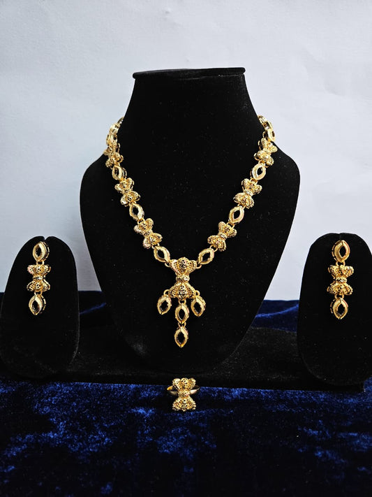 Golden Butterfly Motif Necklace Set