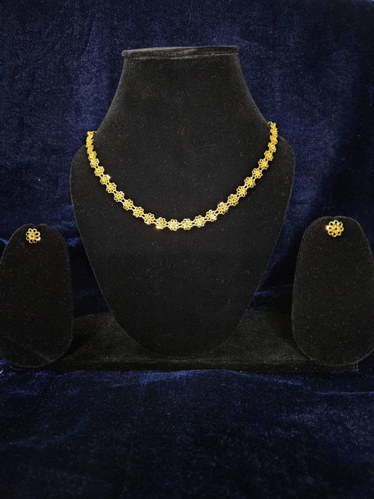 Simple & Classic Golden Choker with Earrings