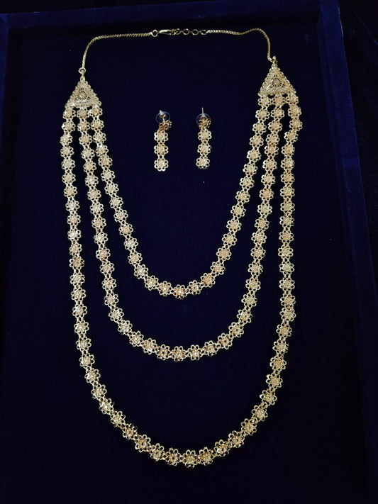 Triple-Layer Golden Necklace Set