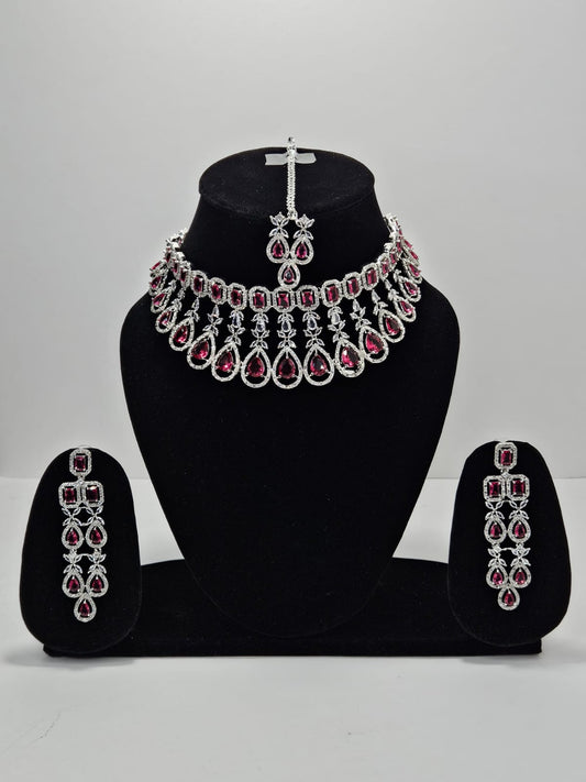 Royal Ruby Drop Bridal Set