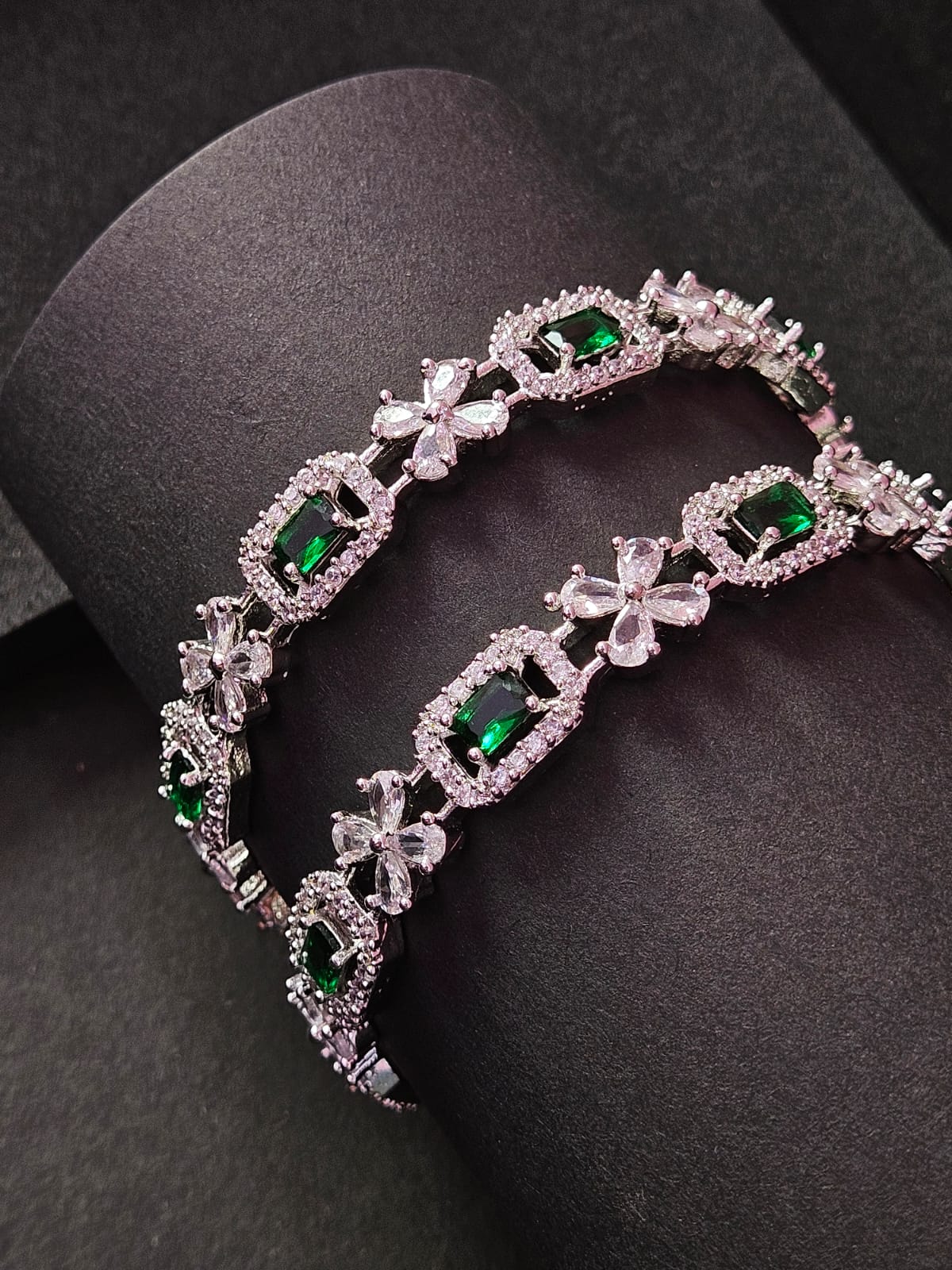 Emerald Grace Floral Bangle