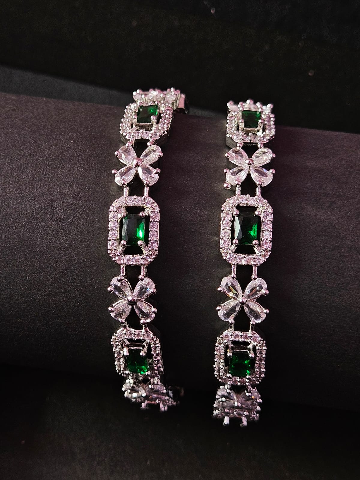 Emerald Grace Floral Bangle