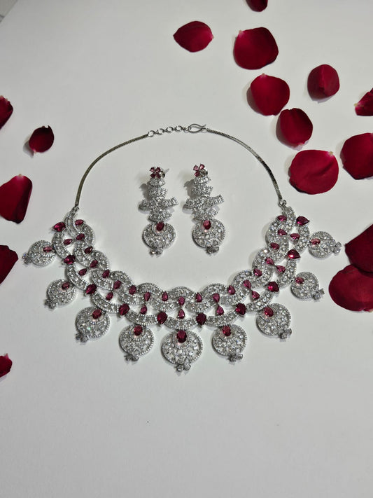 Ruby Royalty Bridal Necklace Set